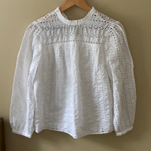 J. Crew Tops - J Crew tie back top in ditsy eyelet Sz small